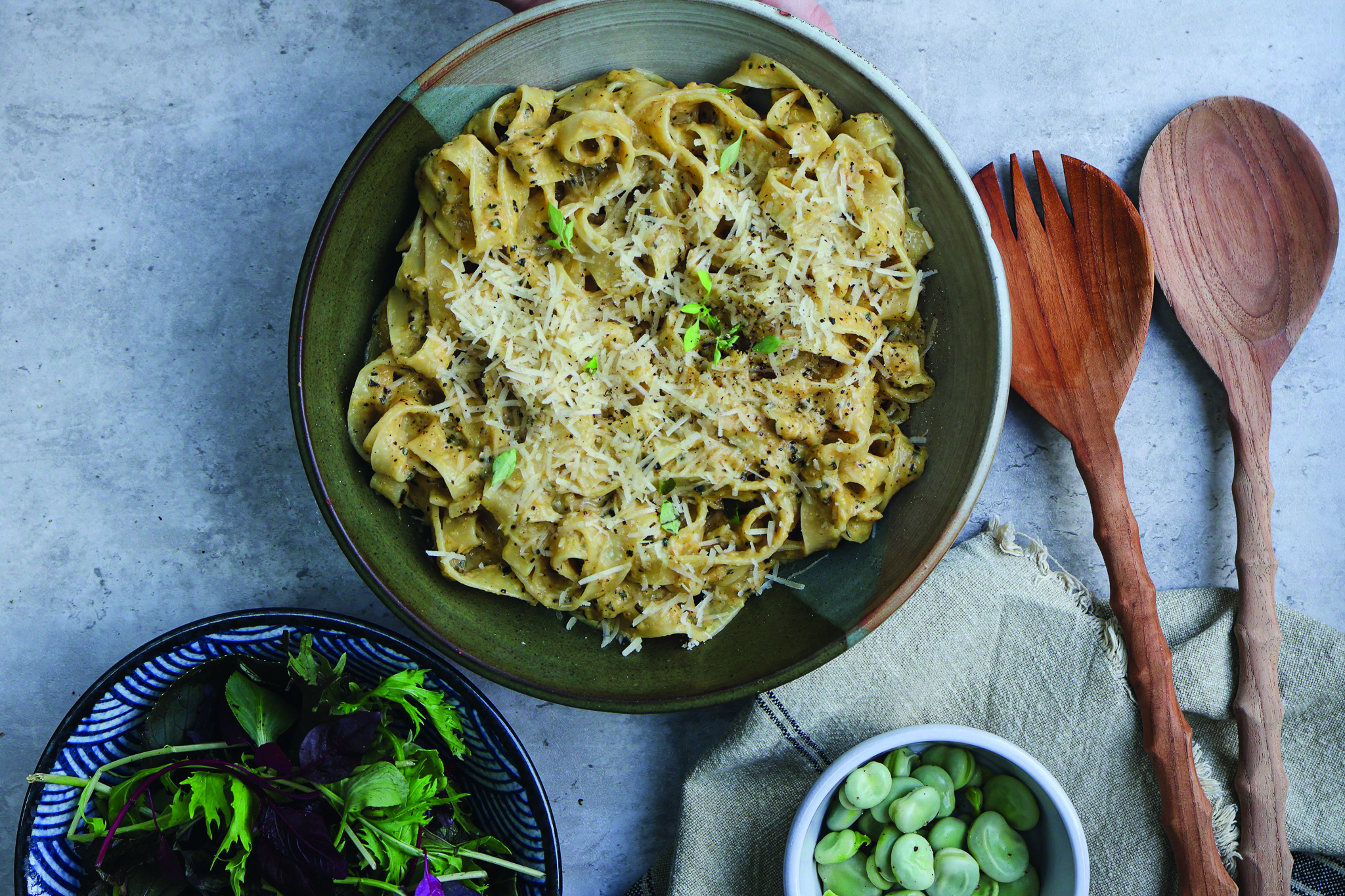 courgette & broad bean taglietelle