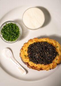 Caviar with a baked potato. Photo: Hannah Goldsmith