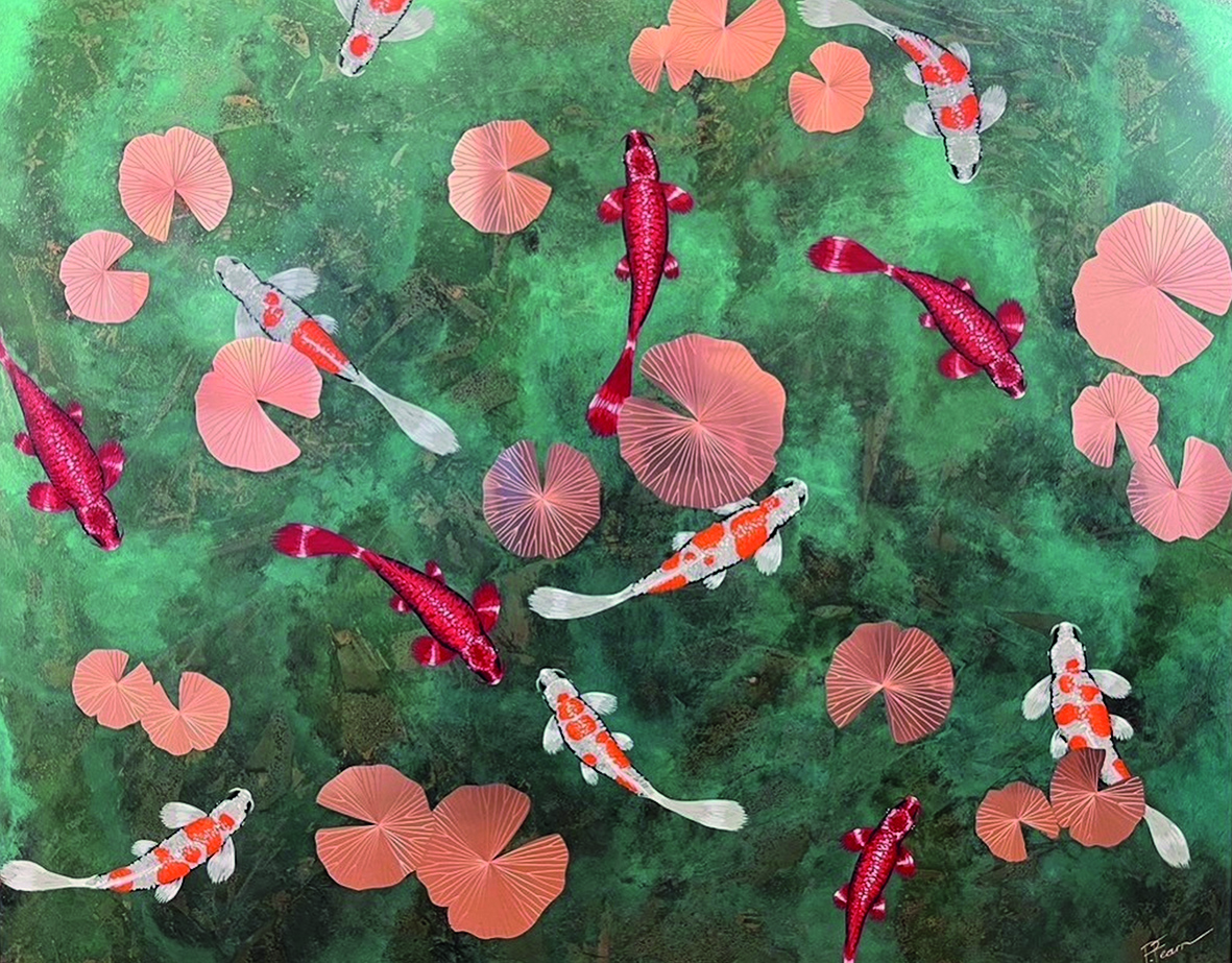 Paul Fearn’s ‘Clear Shallow Waters’ £3750. A 100cm x 80cm copper painting